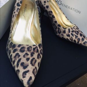 BCBGeneration Jungle Print Fabric Heels